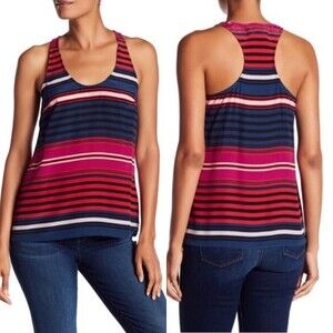 Joie Drew Silk Multi Striped Racerback Tank Top S Shell Blouse